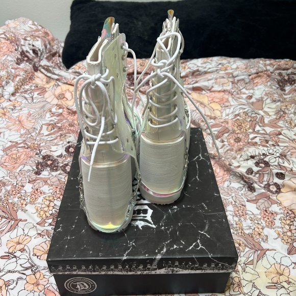 NIB! Demonia Quartz Black Hole Platform Boots - 10 - Picture 4 of 5